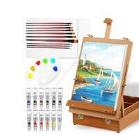 Без бренда «Набор подарочный «Две картинки» 27 предметов: этюдник 35 см из бука, краски акрил 12x12 мл, 2 холста 22x30 на мдф, 10 кистей, мастихин, палитра» в Тюмени в интернет-магазине Без бренда «Набор подарочный «Две картинки» 27 предметов: этюдник 35 см из бука, краски акрил 12x12 мл, 2 холста 22x30 на мдф, 10 кистей, мастихин, палитра» в Тюмени