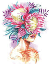 Без бренда «Портрет девушка с оригинальными цветами на голове» в Тюмени