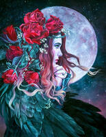 Без бренда «Девушка с розами в волосах на фоне луны» в Тюмени в интернет-магазине Без бренда «Девушка с розами в волосах на фоне луны» в Тюмени