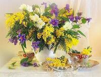 Без бренда «Букет из мимозы и колокольчиков в вазе» в Тюмени в интернет-магазине  Без бренда «Букет из мимозы и колокольчиков в вазе» в Тюмени