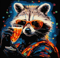 Енот с бокалом вина