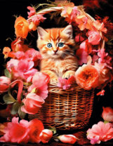 Без бренда «Рыжий котенок в корзине с цветами» в Тюмени в интернет-магазине  Без бренда «Рыжий котенок в корзине с цветами» в Тюмени