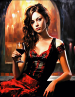 Без бренда «Обворожительная брюнетка с бокалом красного вина» в Тюмени