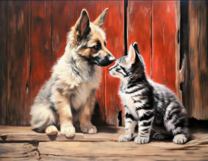 Без бренда «Знакомство котенка и щенка» в Тюмени в интернет-магазине  Без бренда «Знакомство котенка и щенка» в Тюмени