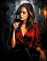 Без бренда «Девушка в красном платье с бокалом вина» в Тюмени