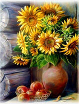 Без бренда «Кувшин с подсолнухами и корзинка с яблоками» в Тюмени