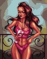 Без бренда «Девушка в нижнем белье с бокалом вина» в Тюмени